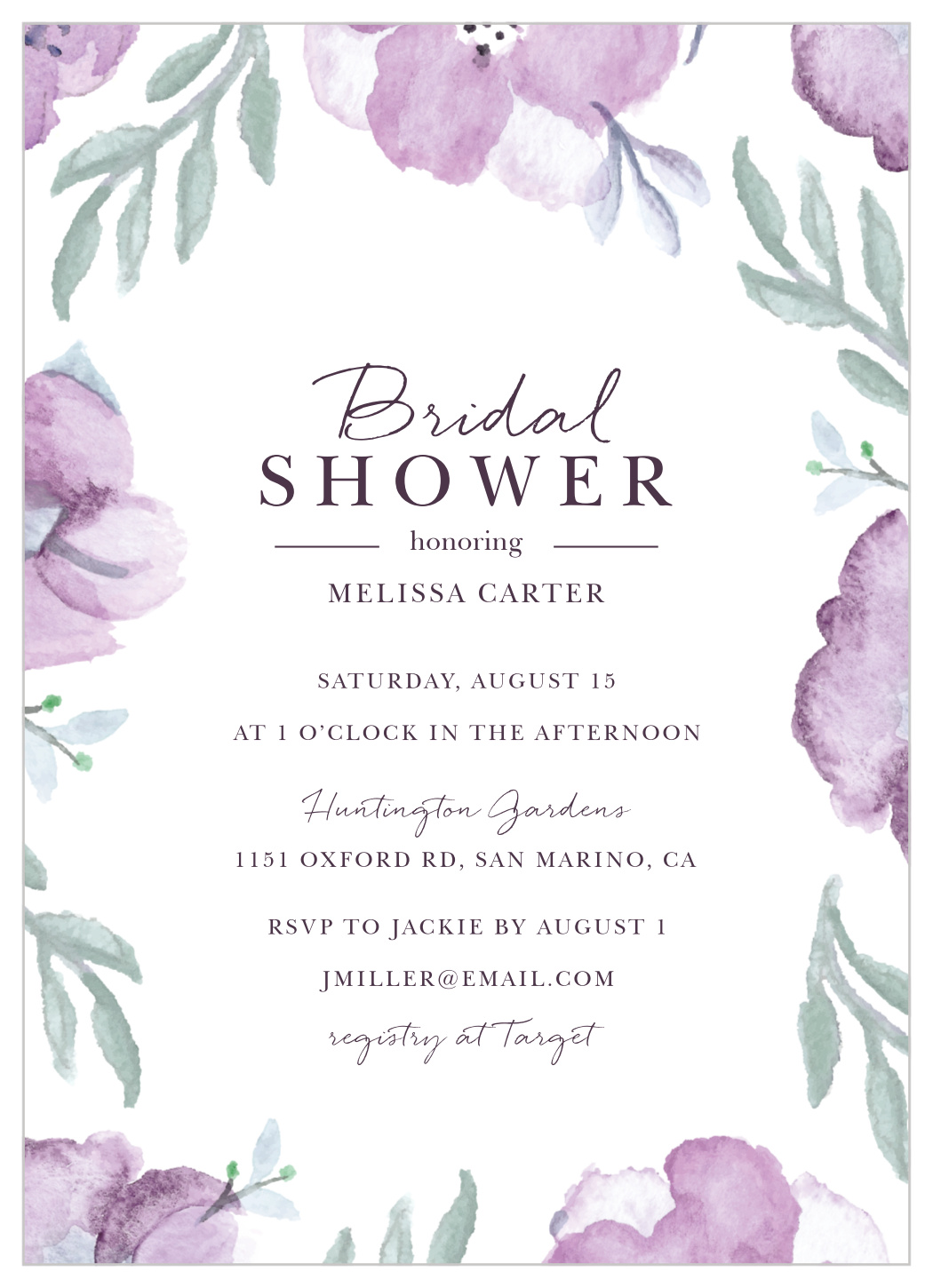 Muddled Mauve Bridal Shower Invitations