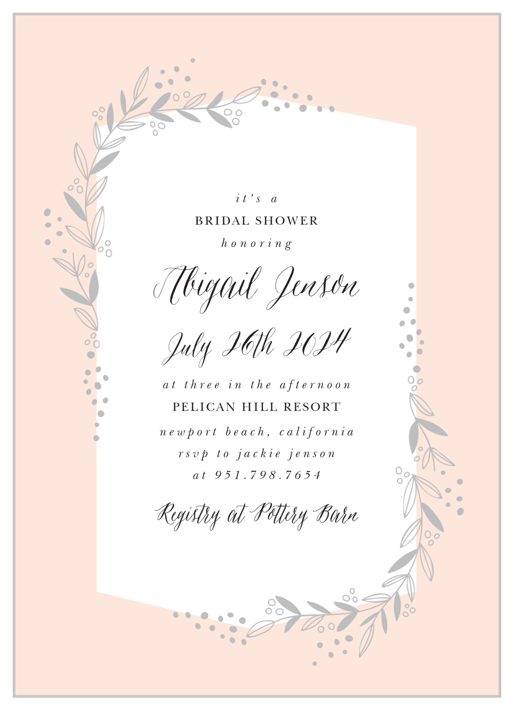Dotted Botanical Bridal Shower Invitations