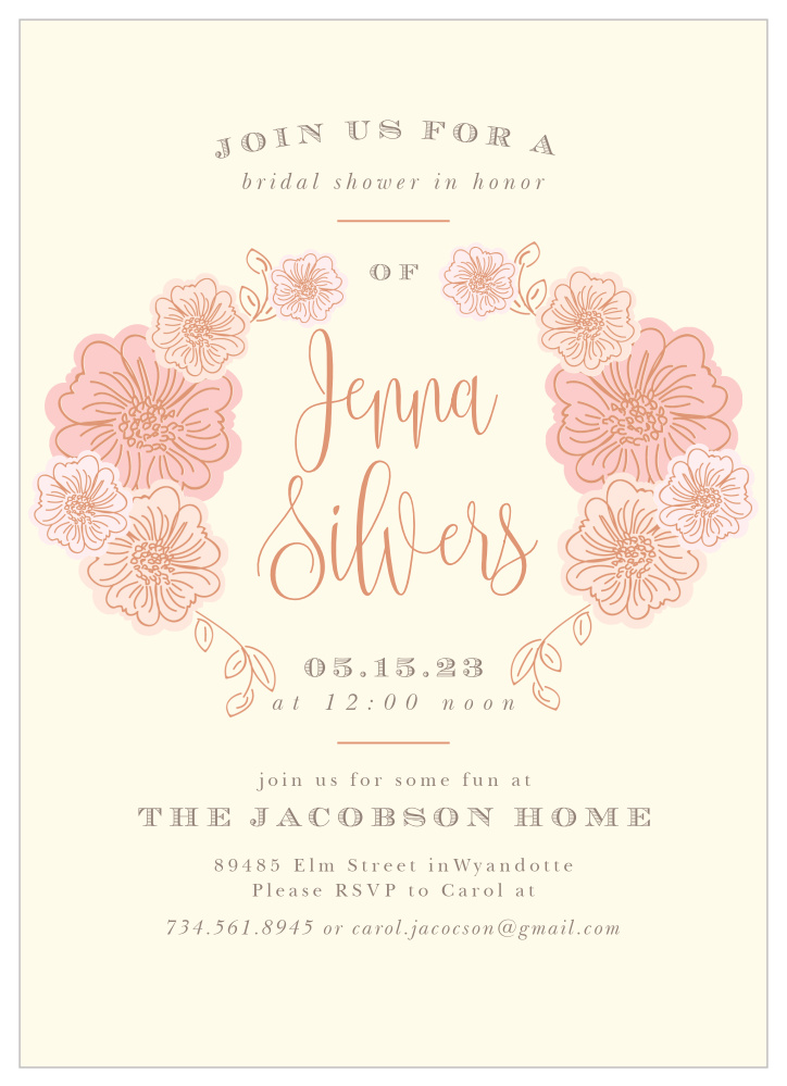 Blushing Bouquets Bridal Shower Invitations