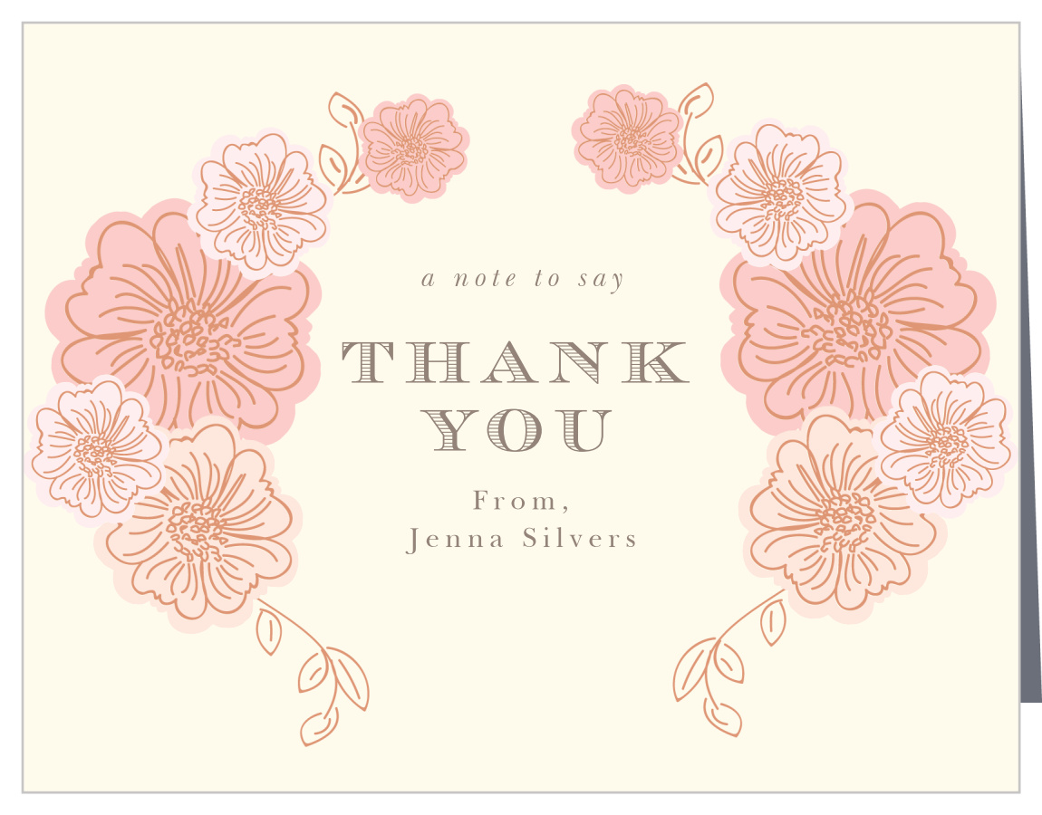 Blushing Bouquets Bridal Shower Thank You Cards