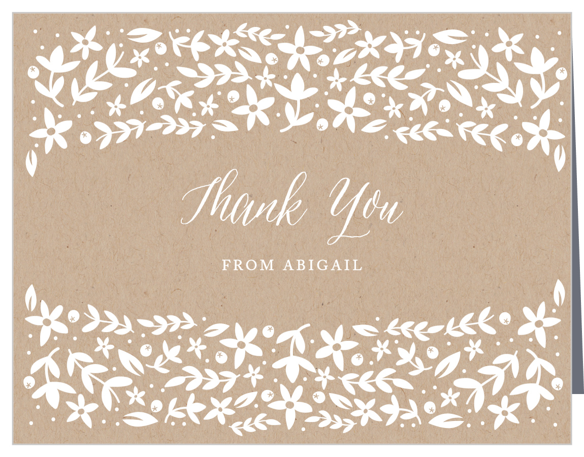 Kraft Florals Bridal Shower Thank You Cards