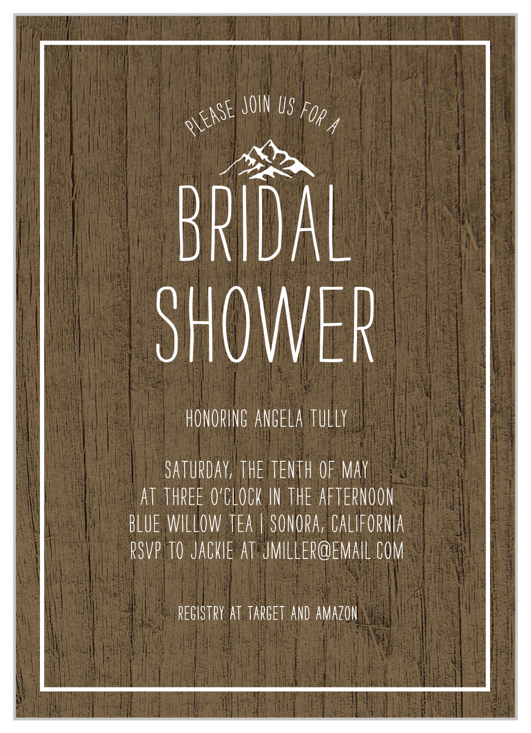 Rustic Mountainside Bridal Shower Invitations