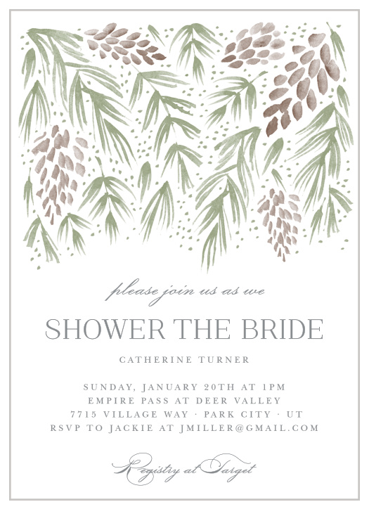 Fully customizable to your distinct taste and mood. A modern typeface announces a shower for the bride to be.