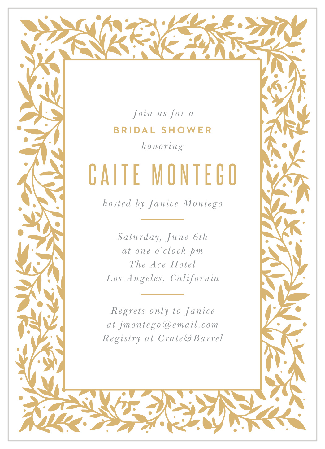 Classical Library Bridal Shower Invitations
