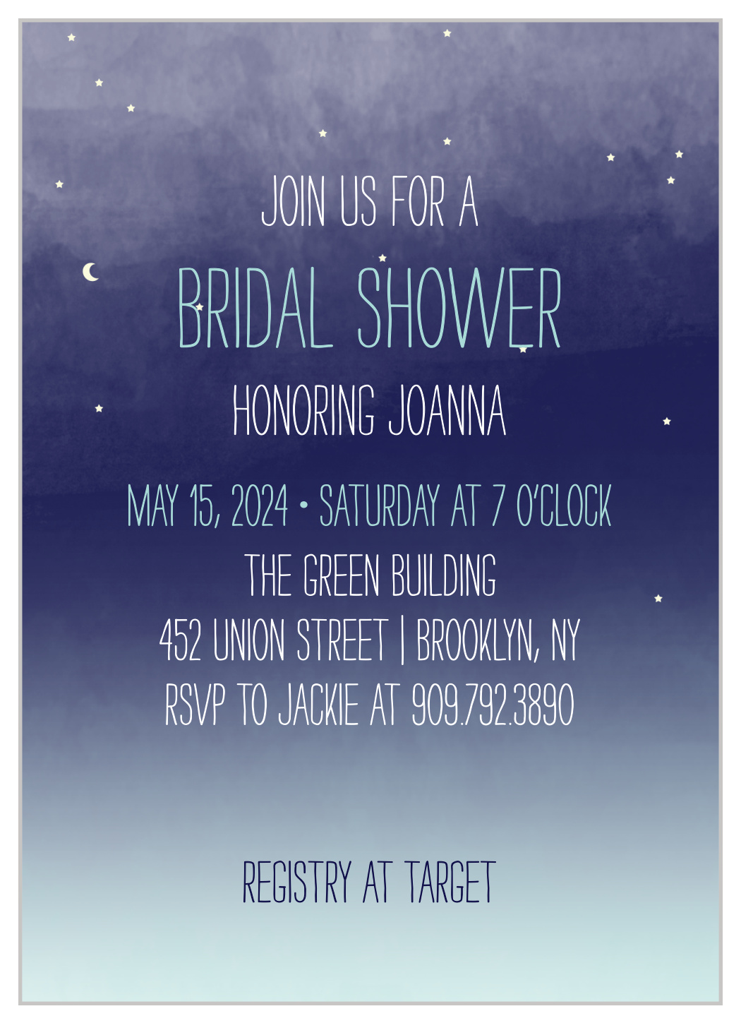 Pretty Stars Bridal Shower Invitations