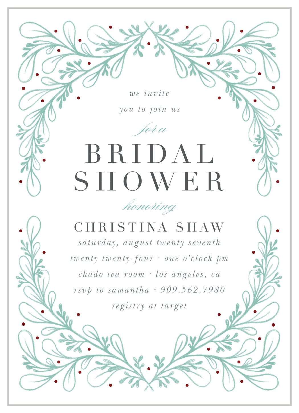 Fairytale Foliage Bridal Shower Invitations