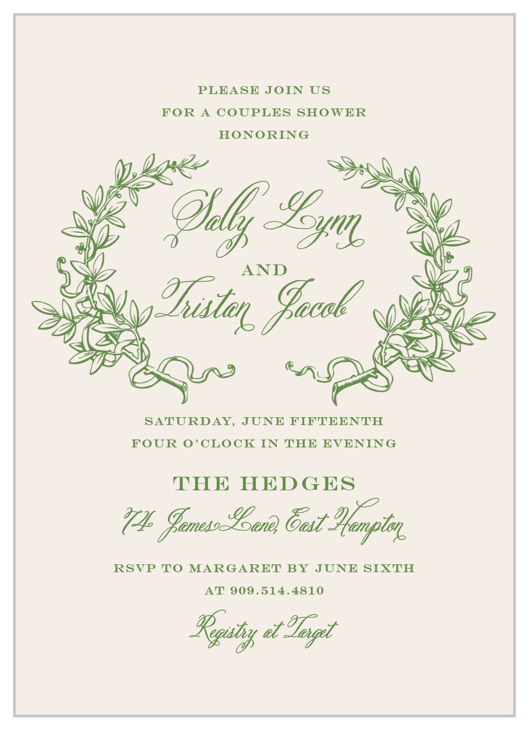 Classical Laurels Bridal Shower Invitations
