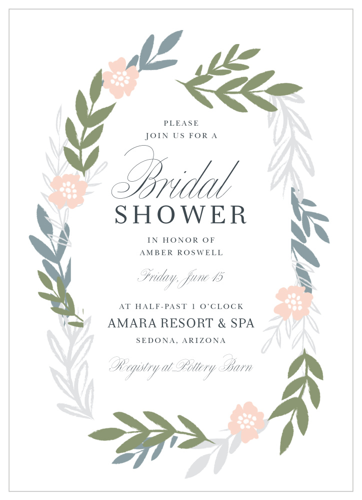 Garland Wreath Bridal Shower Invitations