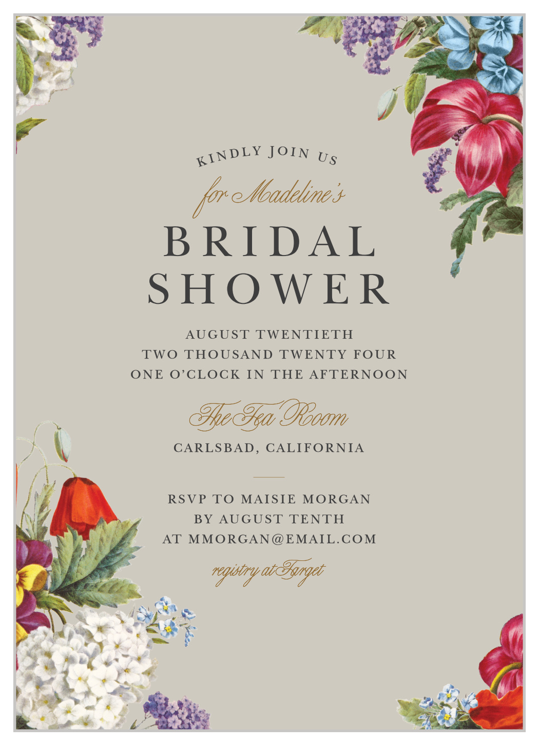 Rococo Florals Bridal Shower Invitations