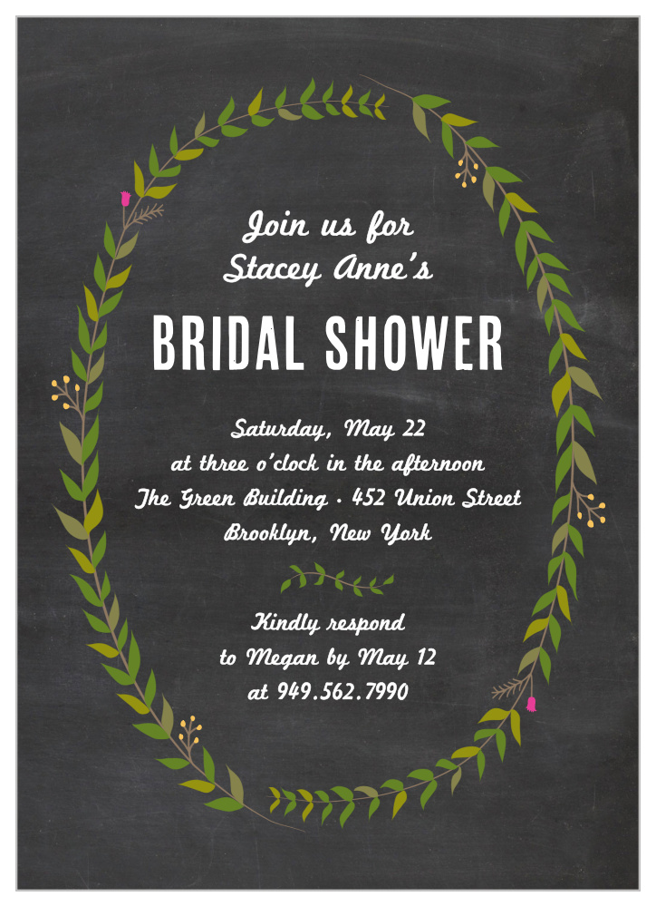 Blackboard Wreath Bridal Shower Invitations