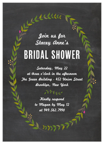Blackboard Wreath Bridal Shower Invitations are just what you need for your pre-wedding festivities.
