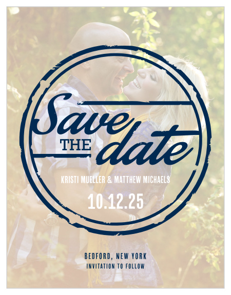 Tying the Knot Save the Date Magnet shows off that happy couple with a beautiful photo background and the save the date logo that lies overtop.