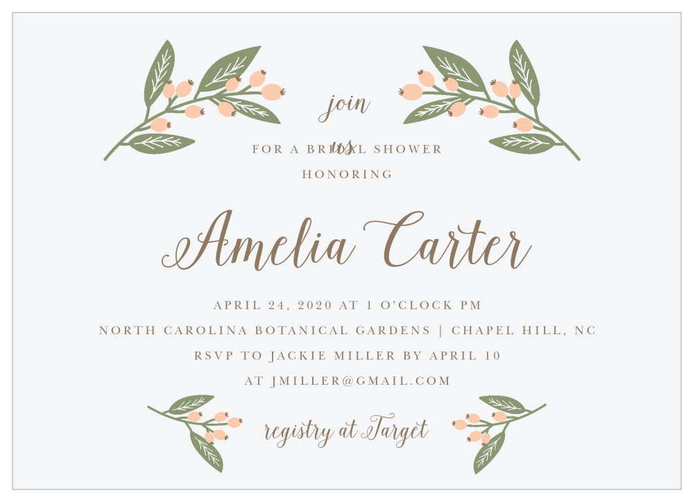 Berry Branches Bridal Shower Invitations