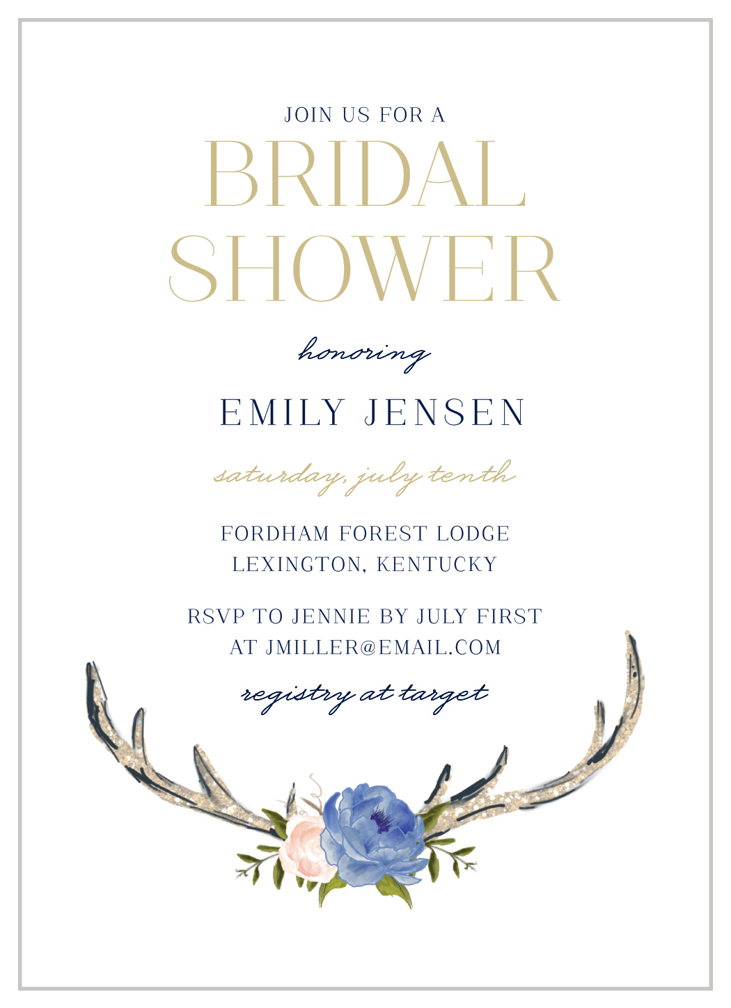 Spring Antlers Bridal Shower Invitations