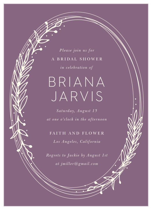 Gather your close friends and family together to have some pre-wedding fun with the classic look of our Frosted Wreath Bridal Shower Invitations.