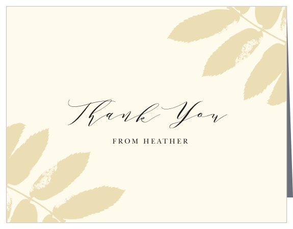 Share your gratitude for close friends and family for their support with the classic look of our Gold Leafing Bridal Shower Thank You Cards.