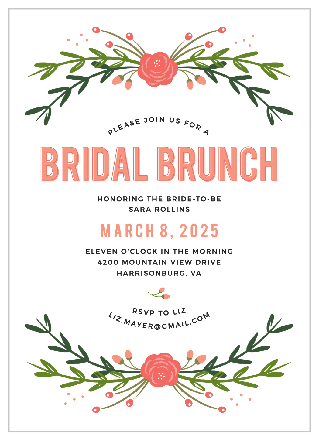 Peony Brunch Bridal Shower Invitations by Basic Invite
