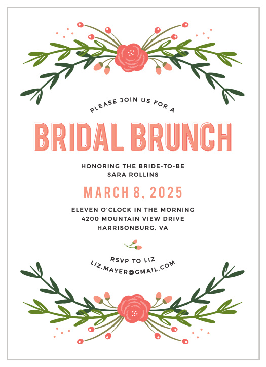 Our Peony Brunch Bridal Shower Invitations are the sophisticated wedding shower card you were looking for!