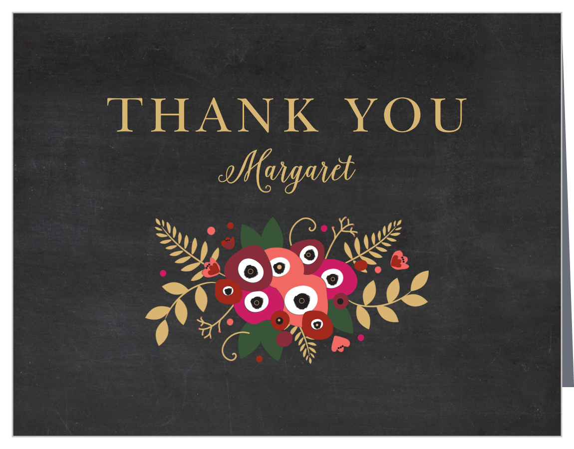 Flowery Chalkboard Bridal Shower Thank You Cards