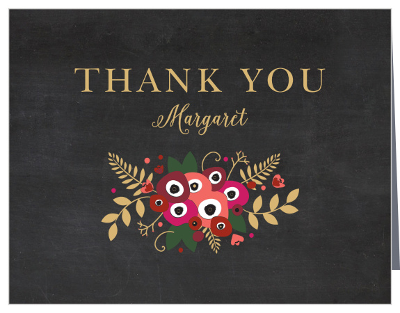 Show your gratitude to all your loved ones with our Flowery Chalkboard Bridal Shower Thank You Cards.