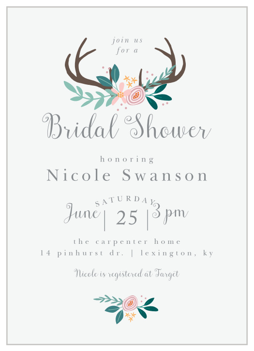 You'll love the darling illustrations featured on our Antler Bouquet Bridal Shower Invitations!