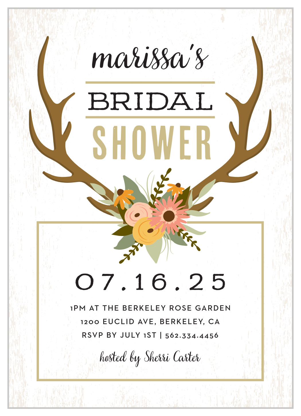 Countryside Antlers Bridal Shower Invitations