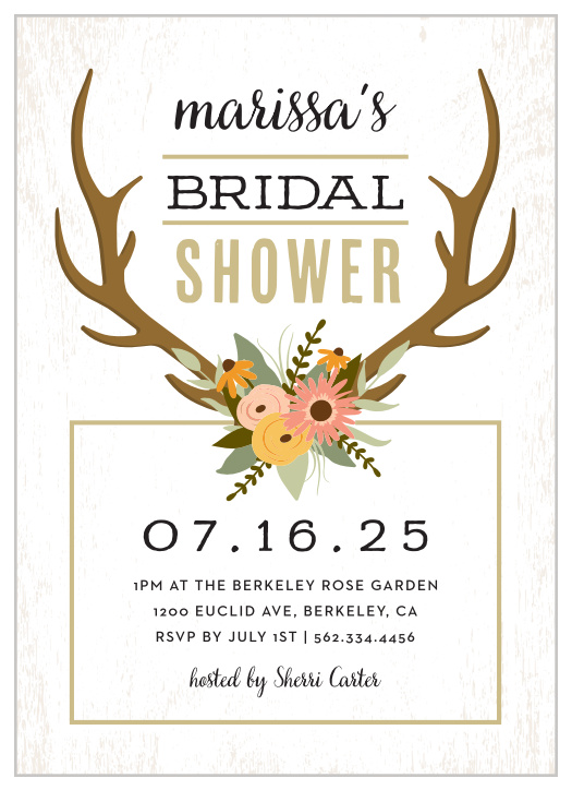 Our Countryside Antlers Bridal Shower Invitations are just what you need for your pre-wedding festivities.