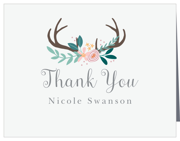 You'll love the darling illustrations featured on our Antler Bouquet Bridal Shower Thank You Cards!