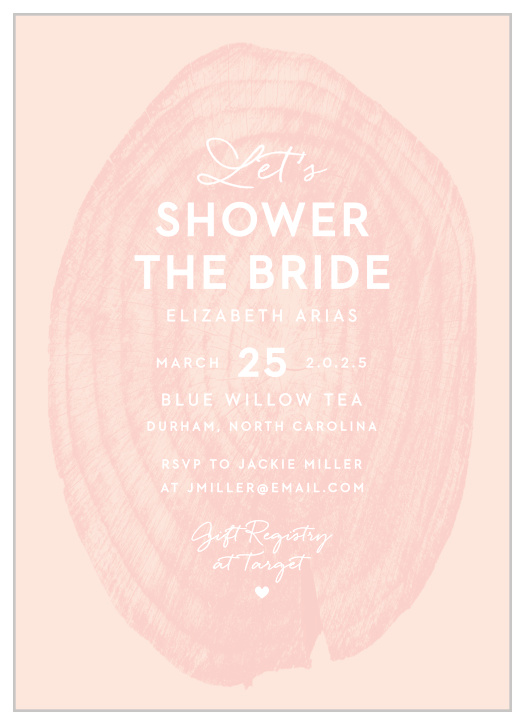 The rustic look of our Wooden Rings Bridal Shower Invitations is wonderful for gathering your friends and family together for pre-wedding festivities.