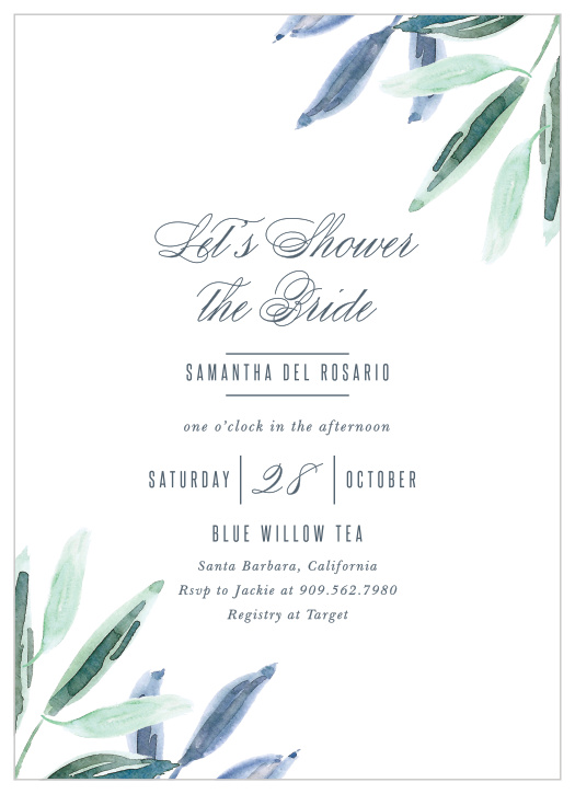 Bring your close friends and family together for pre-wedding festivities with the chic look of our Watercolor Olive Bridal Shower Invitations.
