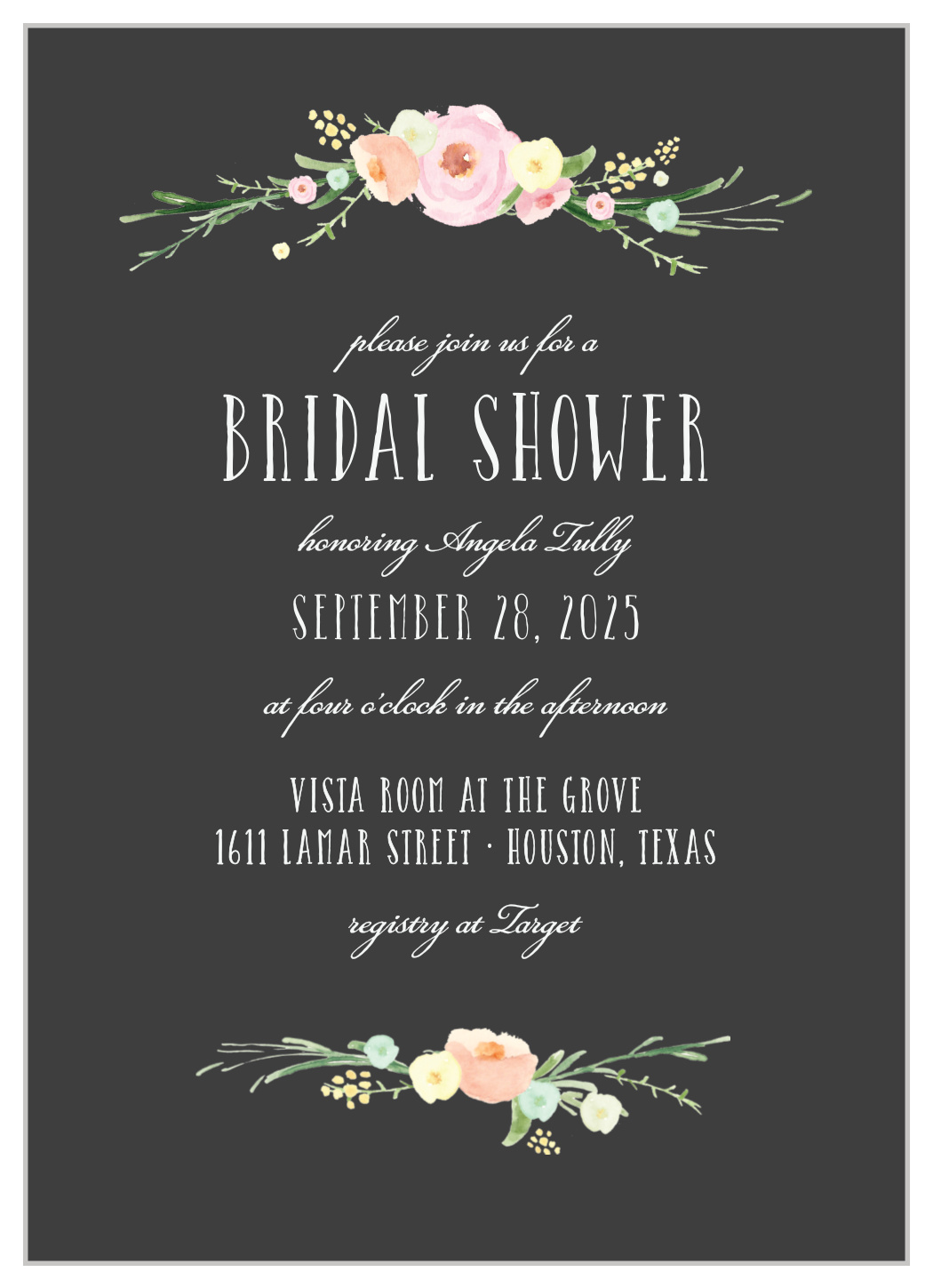 Shaded Botanicals Bridal Shower Invitations