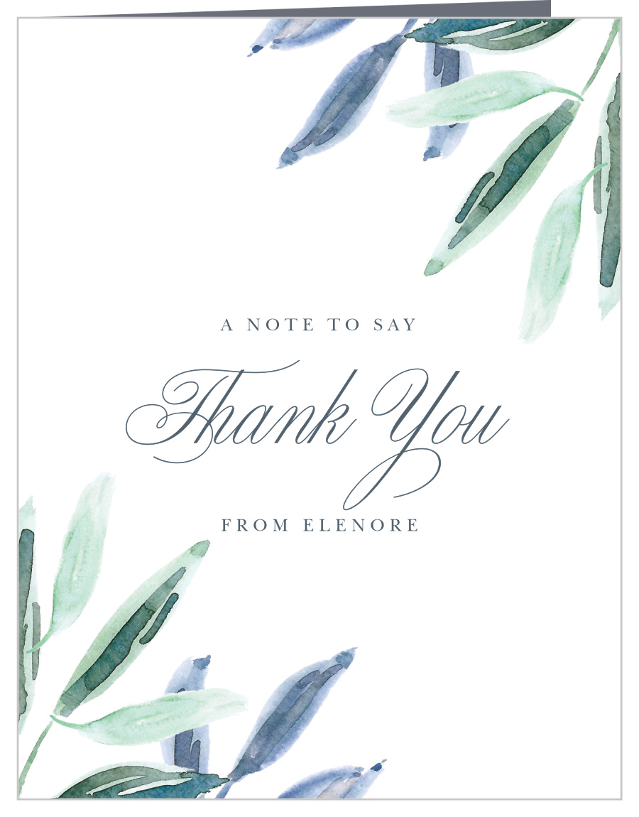 Watercolor Olive Bridal Shower Thank You Cards