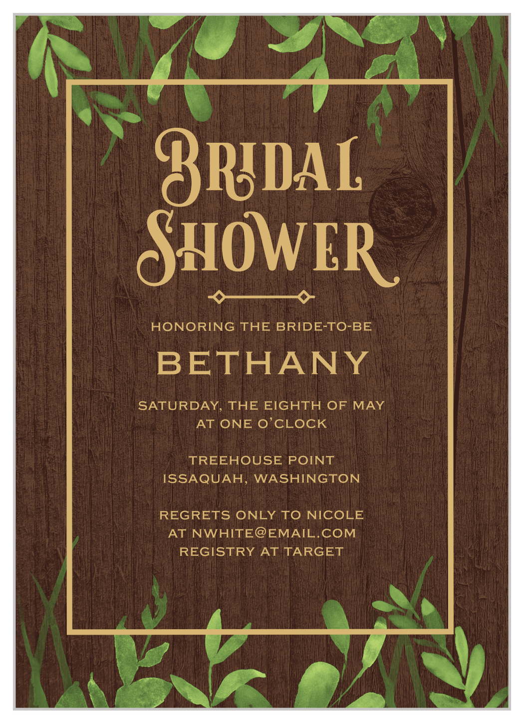 Lovely Woodland Bridal Shower Invitations