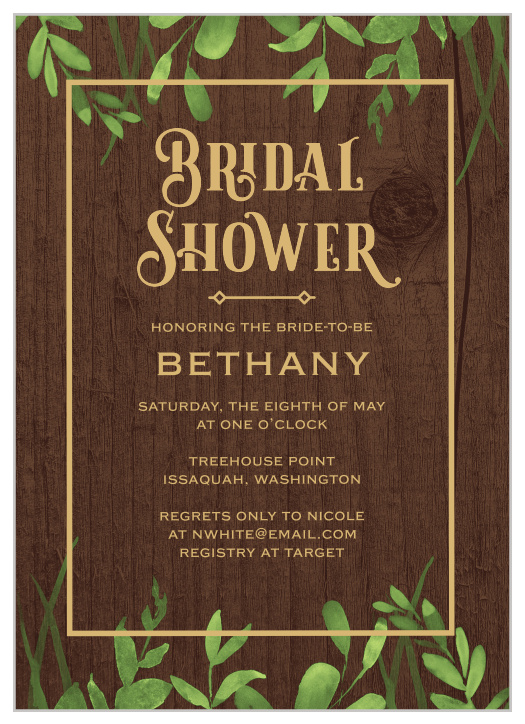 Our Lovely Woodland Bridal Shower Invitations are the perfect way to surround yourself with your friends and family for your pre-wedding celebrations.