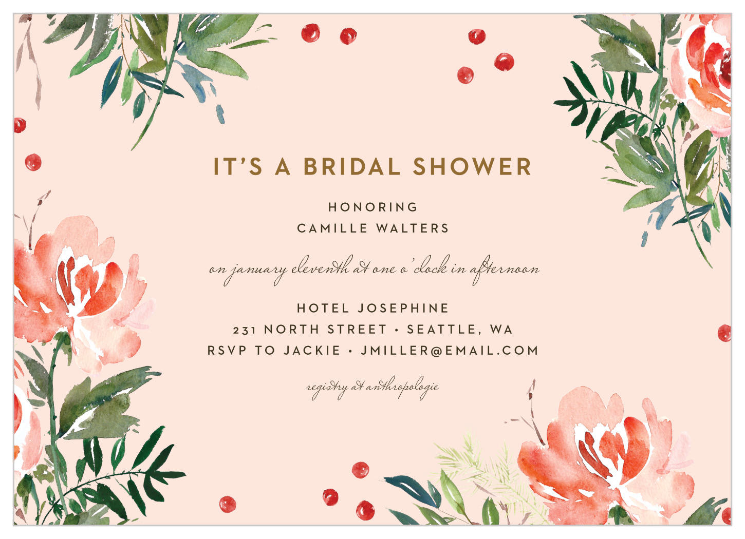 Winter Botanicals Bridal Shower Invitations