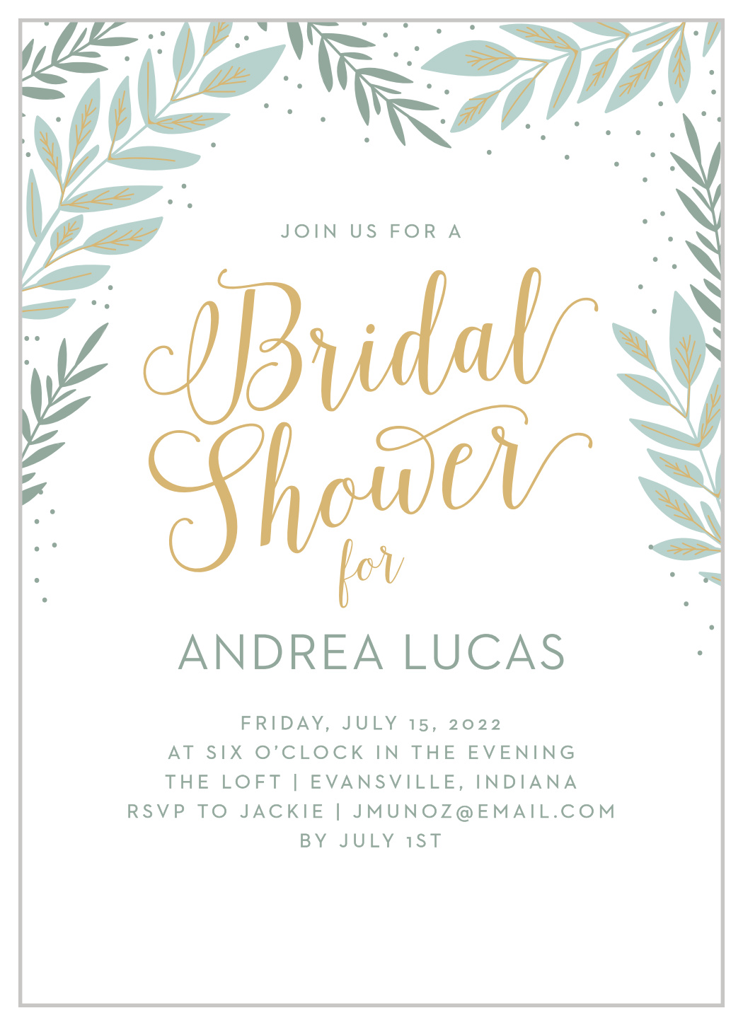Gilded Garden Bridal Shower Invitations