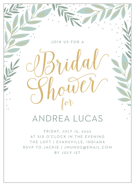 Bring your family and friends together for pre-wedding festivities with the chic look of out Gilded Garden Bridal Shower Invitations.