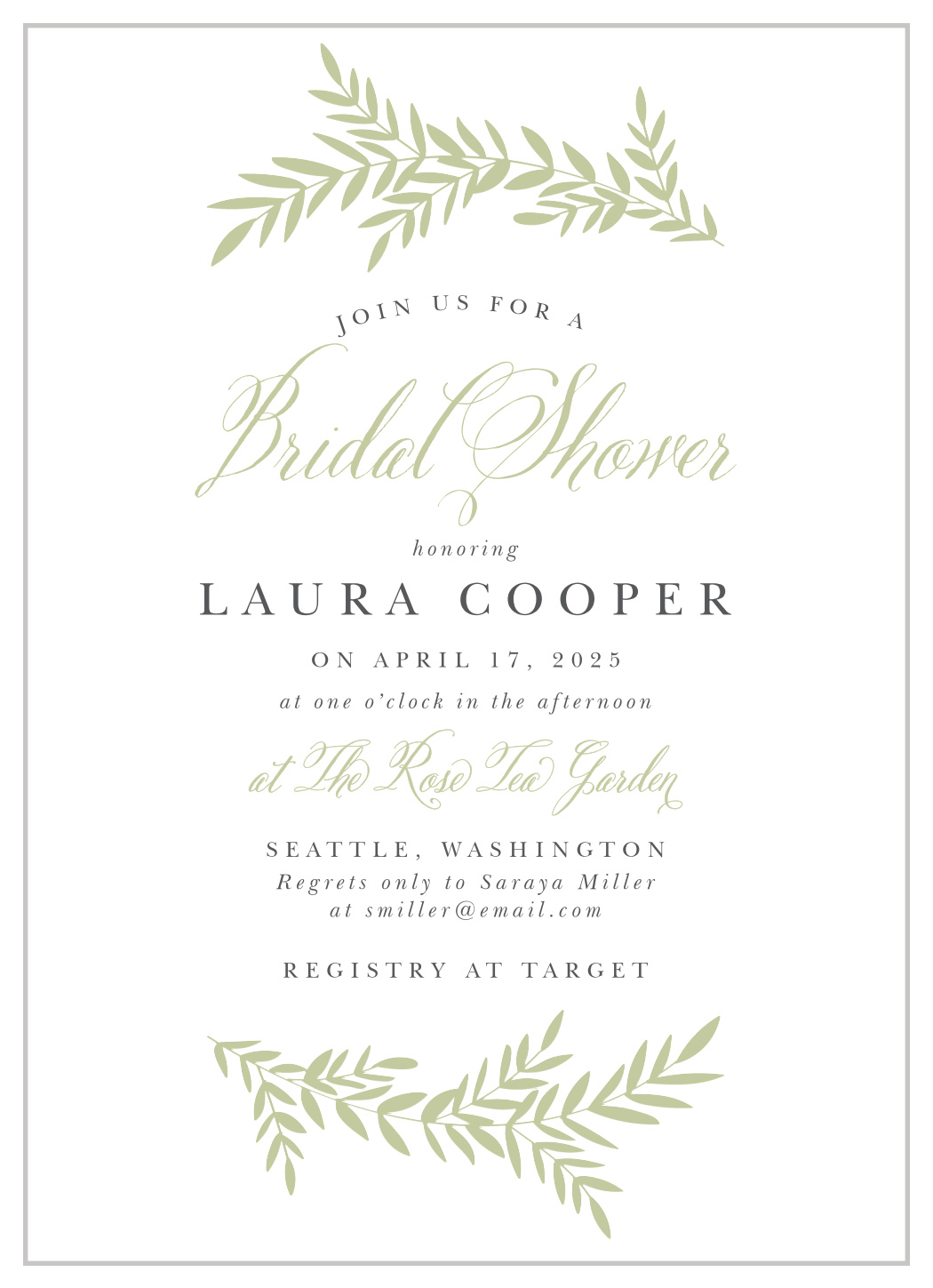 Soft Bough Bridal Shower Invitations