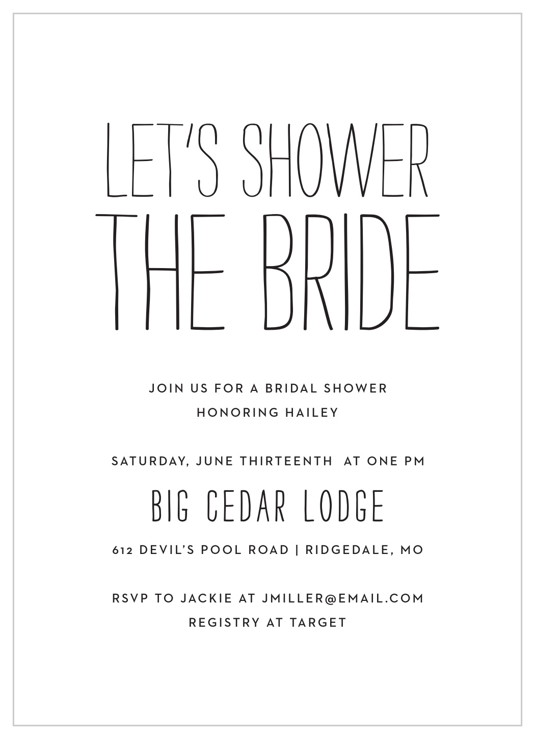 Simple Rustic Bridal Shower Invitations