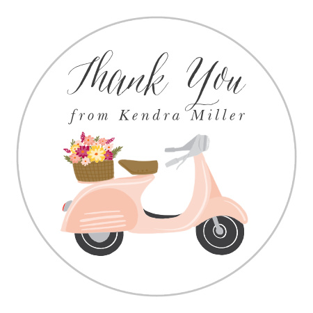 Floral Scooter Bridal Shower Stickers
