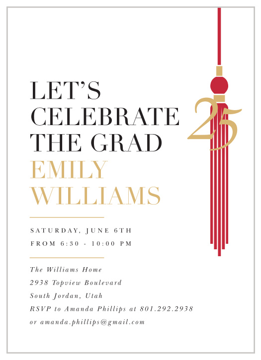 Gather your friends and family together to celebrate your big achievement with the chic look of our Classic Party Graduation Invitations.