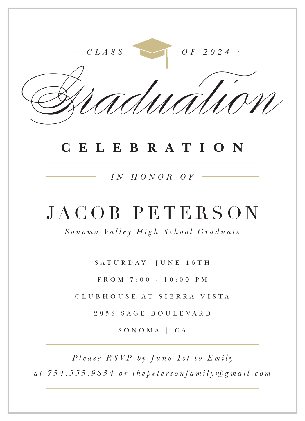 Elegant Party Graduation Invitations