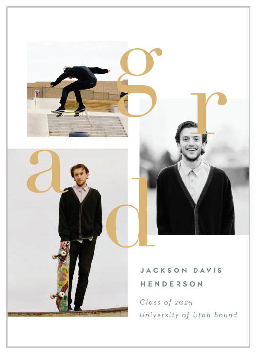 Choose a collage-like design such as our Scattered Mod Graduation Announcements to let everyone know that you're graduating!