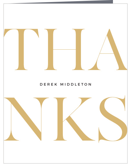 Our Grandiose Grad Graduation Thank You Card is modern designs, perfect for any graduation. A simple white background sets the scene.