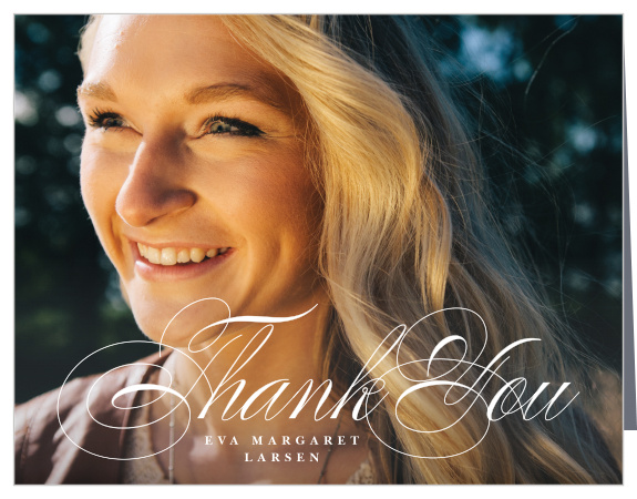 Let your friends and family know how much you appreciated their support with our Elegant Grad Graduation Thank You Card.