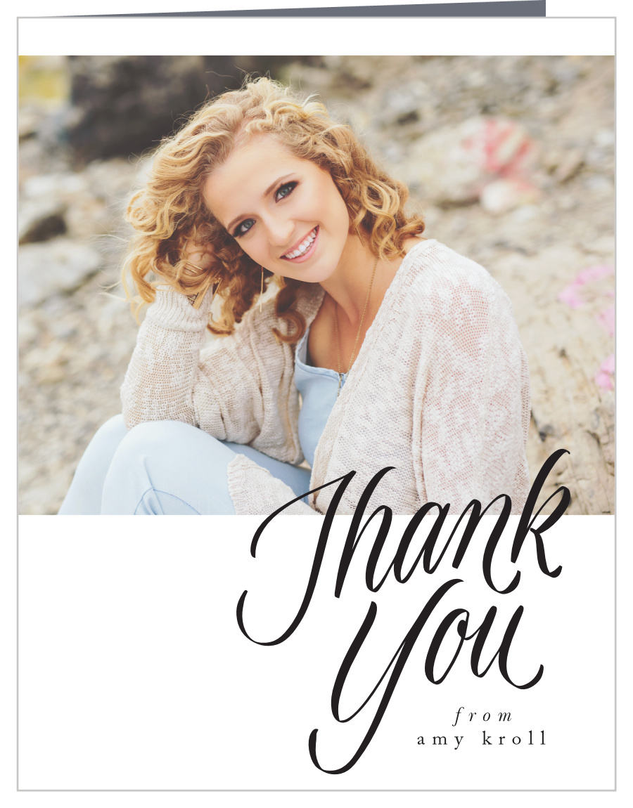 Cursive Script Graduation Thank You Cards