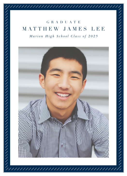 Let the expression on your face show how excited you are to graduate, without having to write it out on your announcements with our Class Colors Graduation Announcements!