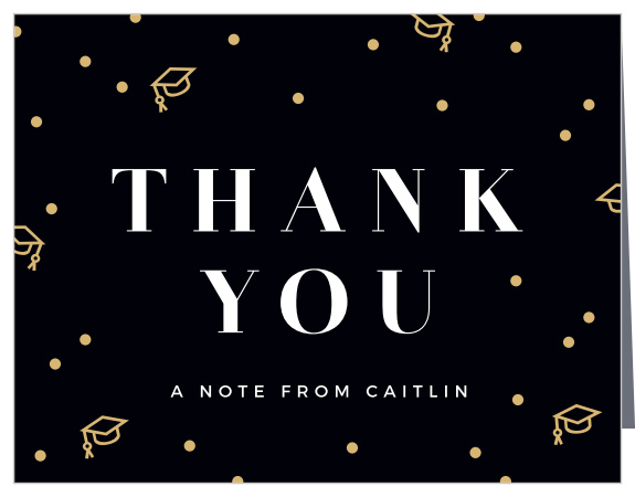 Show your friends and family how much you appreciated their support with the chic look of our Grad Hats Graduation Thank You Cards.