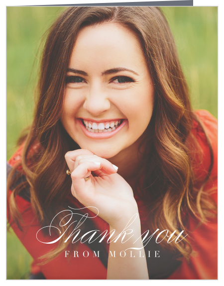 Share your appreciation for your support friends and family with the chic look of our Grad Collage Graduation Thank You Card.