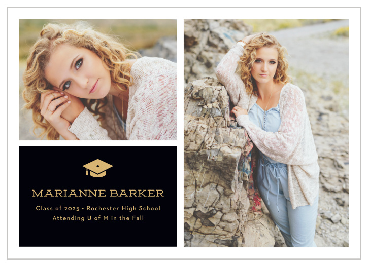 Let your friends and family know of your momentous accomplishment with the chic look of our Grad Grid Graduation Announcements.